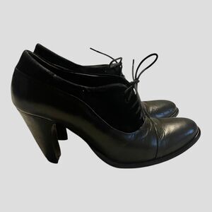 Anya Ponorovskaya 10 Heeled Oxford Womens Black Leather Lace Up Booties Heel